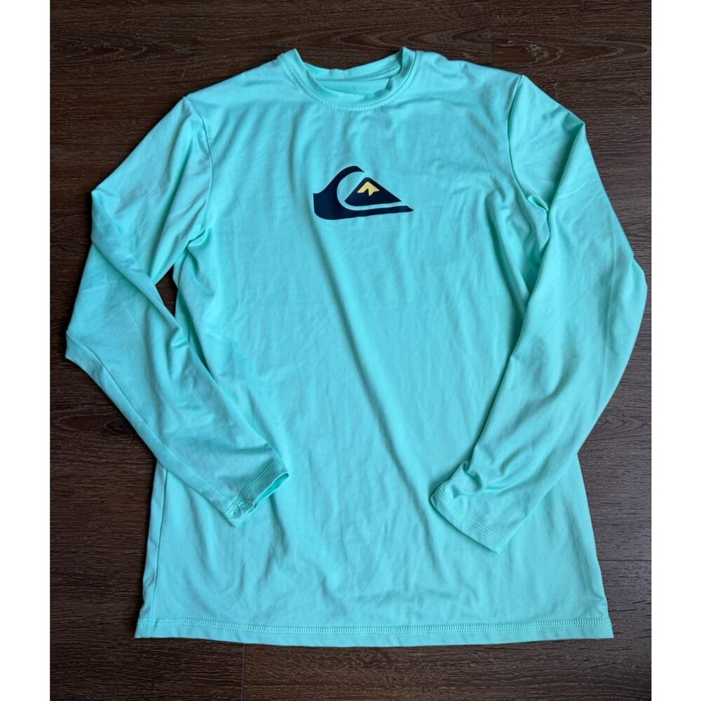 Quiksilver Boys Long Sleeve Logo Rash Guard Swim Top Spf Size M 12